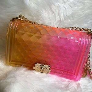 Yellow & Pink Translucent Jelly Handbag